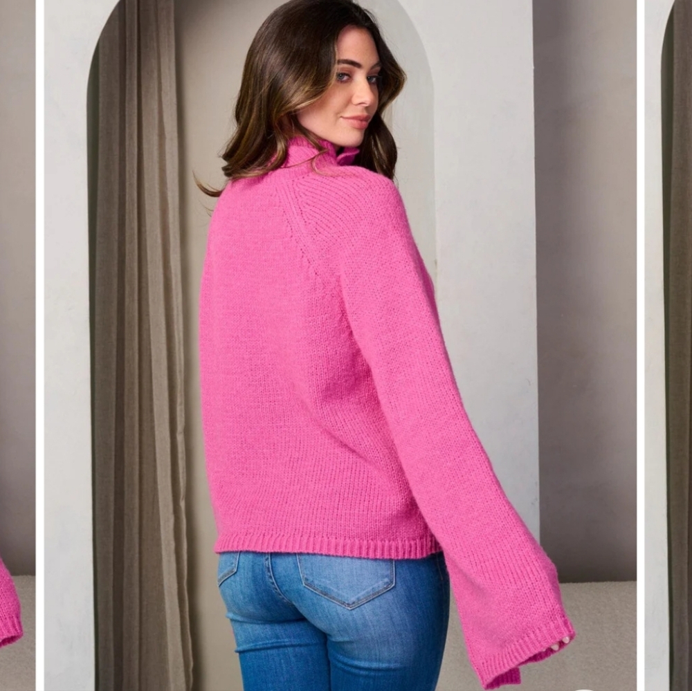 #62 WOMEN'S LONG BELL SLEEVE TURTLE NECK PULLOVER SWEATER! LIVE LISTING! - Picture 5 of 5